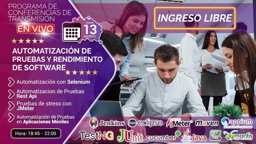 Portada de CONFERENCIA: Automatizacion de Pruebas y Rendimiento de Software