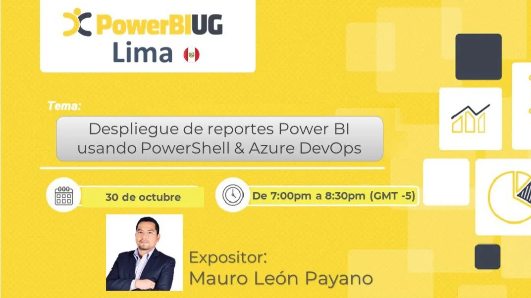 Portada de Power BI UG Lima | Despliegue de reportes usando PowerShell & Azure DevOps