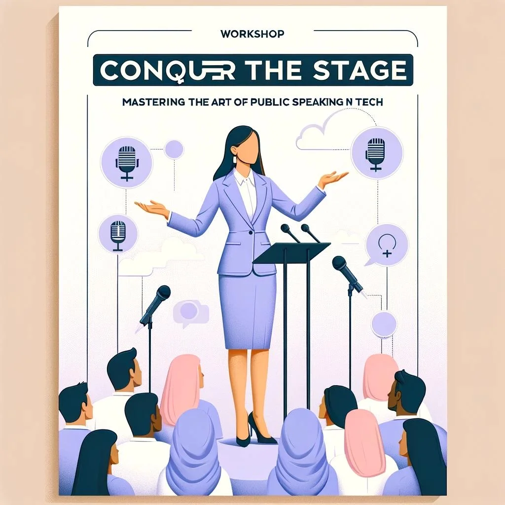 Portada de Conquista el Escenario: Dominando el Arte de Hablar en Público sobre Tecnología
