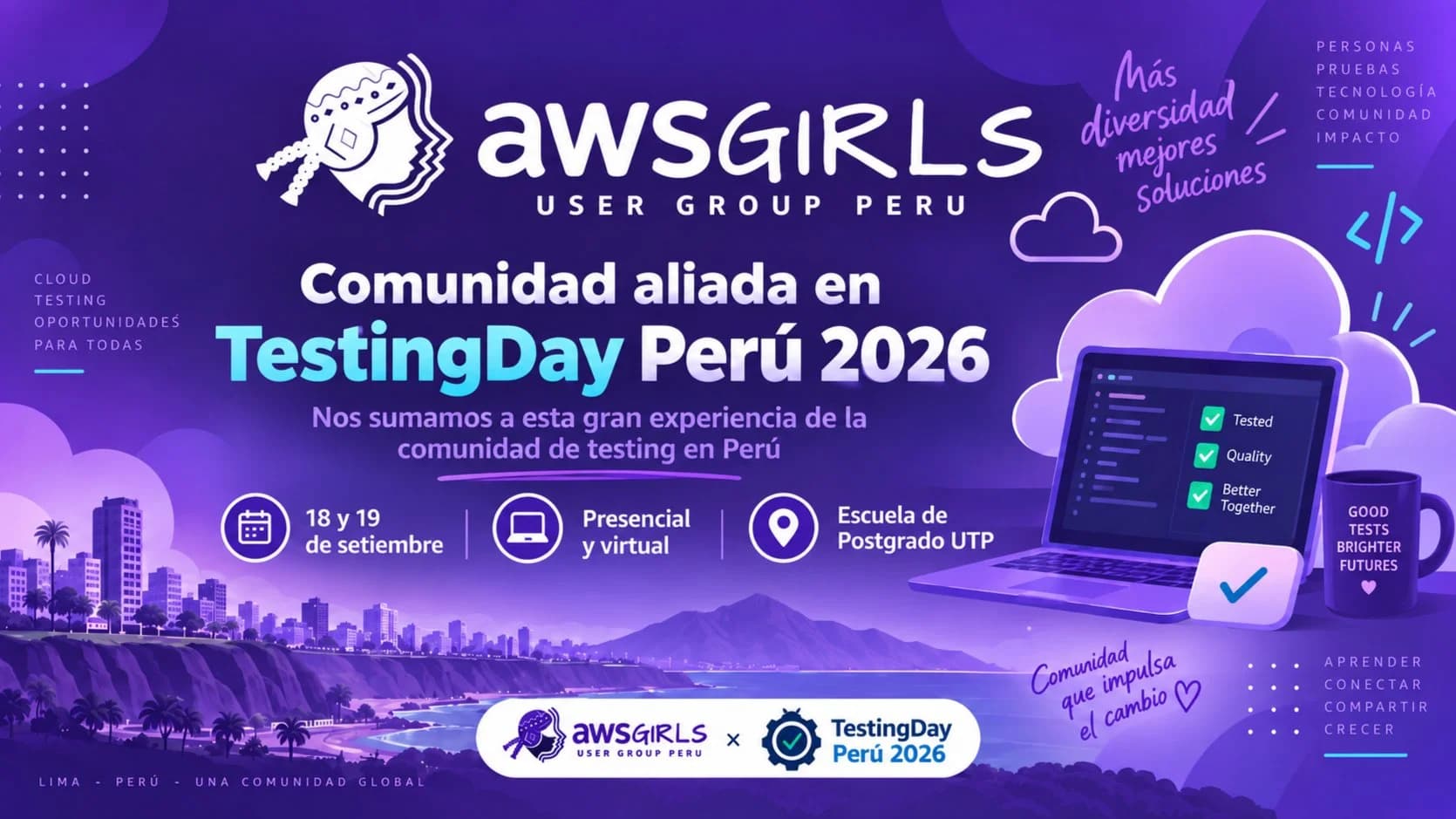 Portada de AWS Girls Perú se suma como comunidad aliada de TestingDay Perú 2026
