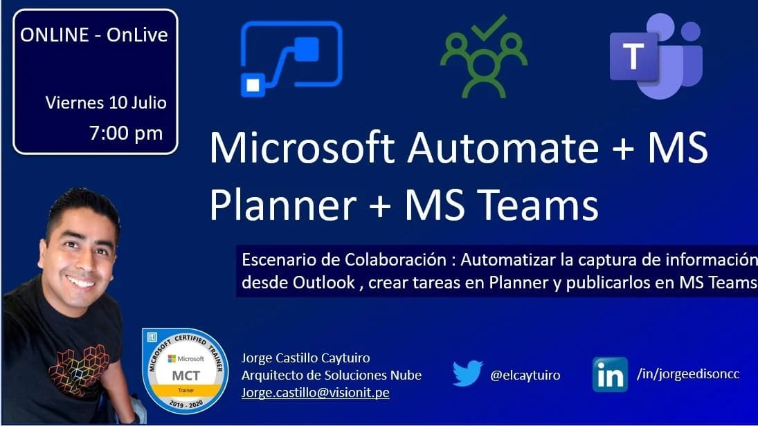 Portada de Power Automate + Microsoft Planner + Microsoft Teams