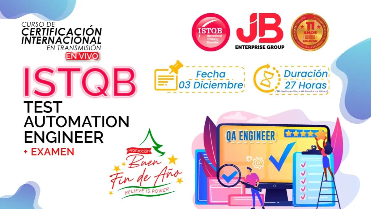 Portada de Buen Fin de año:ISTQB TestAutomationEngineerPreparacion+Examen Internacional