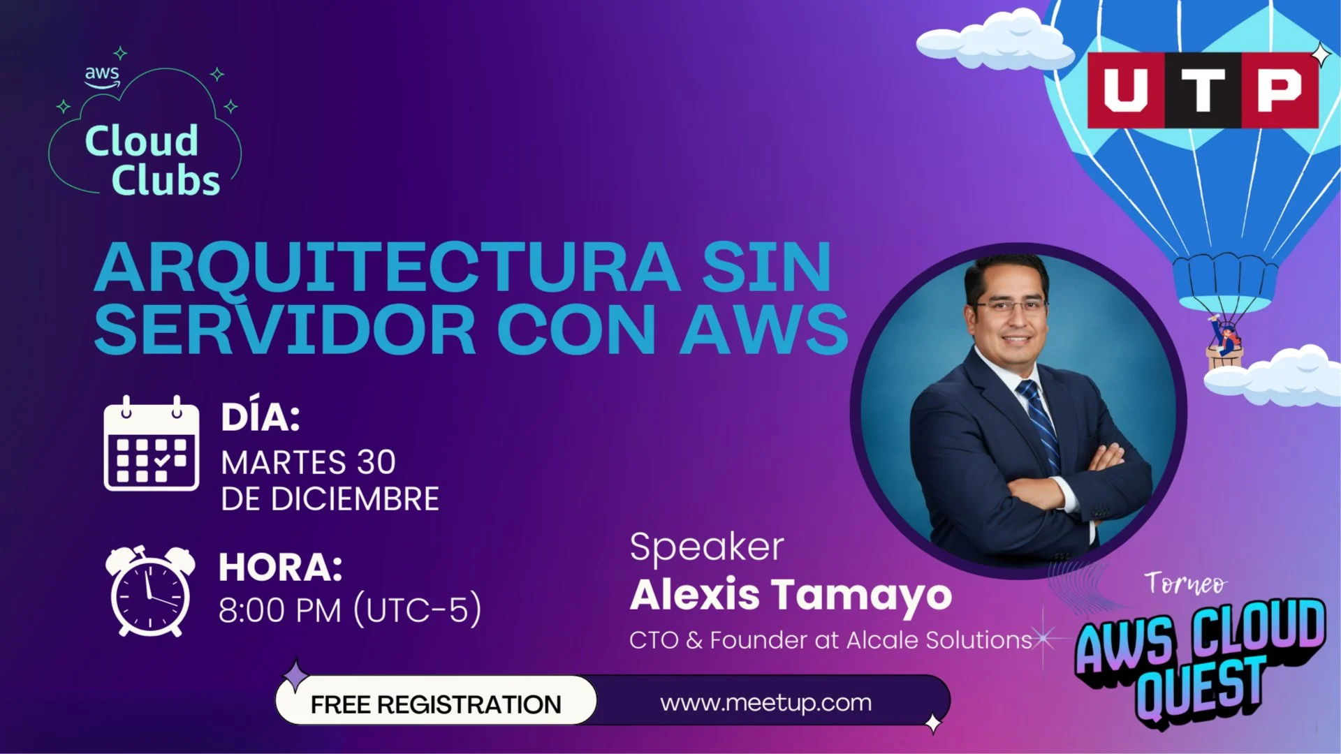 Portada de Arquitectura sin servidor con AWS & Cloud Quest