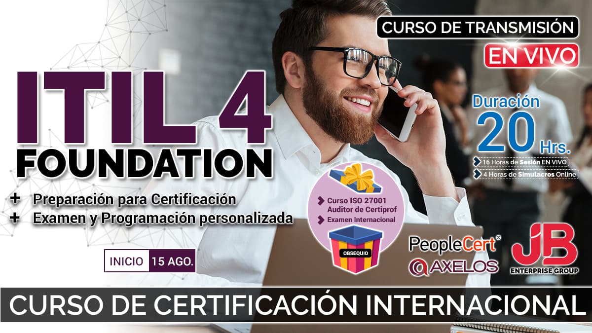 Portada de Curso de Transmisión en Vivo: ITIL4 FOUNDATION