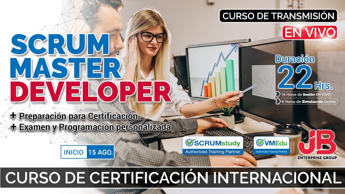 Portada de Curso de Transmisión en Vivo: Scrum Master, Scrum Developer y Scrum Fundamentals