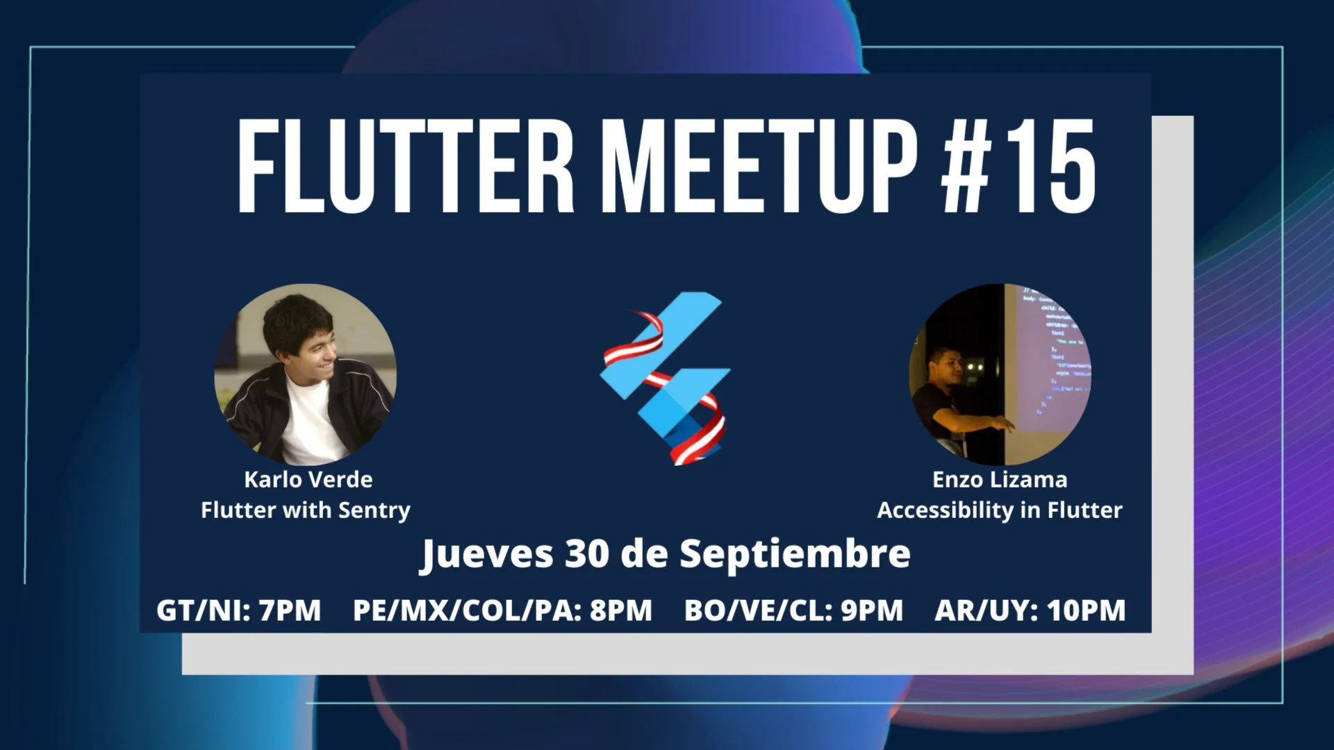Portada de Meetup Flutter Perú #15 Sentry, Accesibilidad y más.