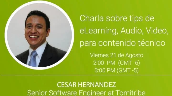 Portada de Charla sobre tips de eLearning, Audio, Video, para contenido técnico
