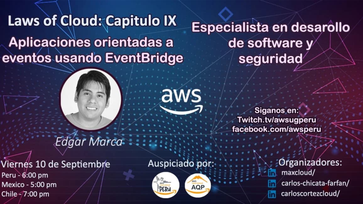 Portada de Aplicaciones orientadas a eventos usando EventBridge