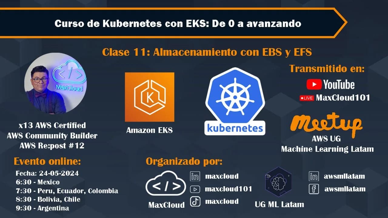 Portada de Curso de Kubernetes con EKS - 11 Almacenamiento con EBS y EFS