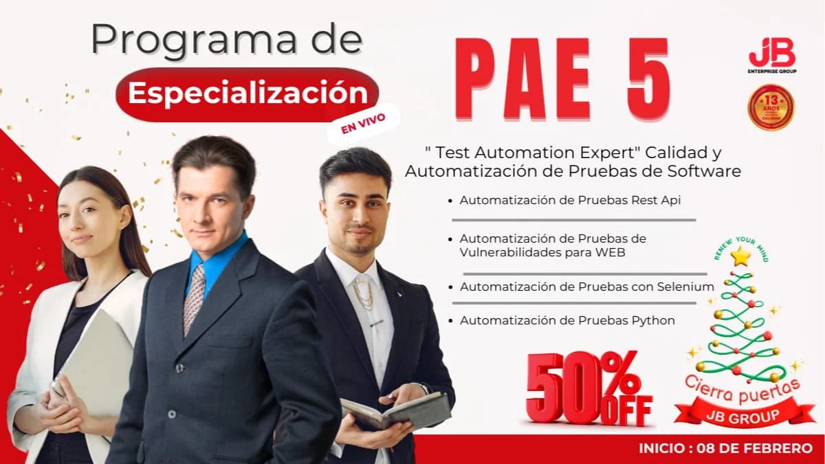 Portada de CIERRA PUERTAS JB GROUP: PAE 5 - CALIDAD Y AUTOMATIZACIÓN DE PRUEBAS DE SOFTWARE