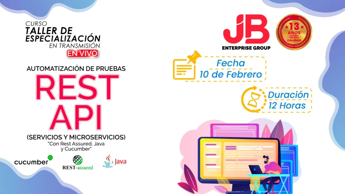 Portada de CURSO EN VIVO: Automatización de Pruebas Rest Api (Servicios y Microservicios)