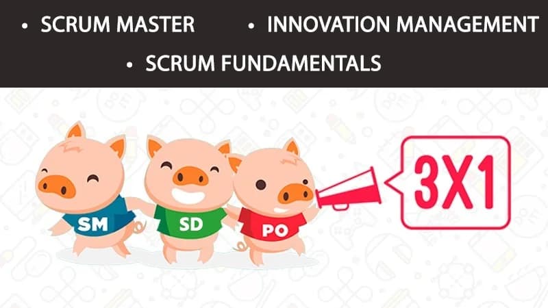 Portada de Scrum 3x1: Master + Innovation + Fundamentos