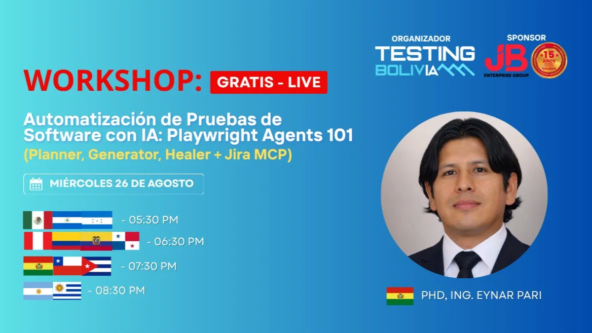 Portada de FREE-WORKSHOP Automatización de Pruebas de SW con IA: Playwright Agents 101