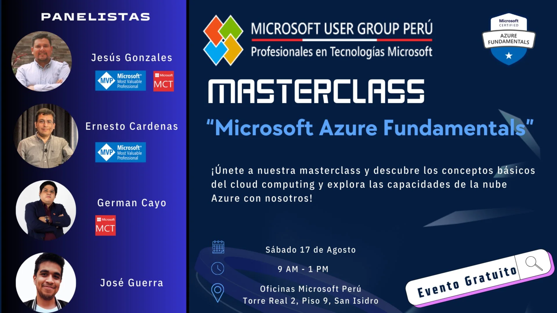 Portada de MasterClass de Microsoft Certified: Azure Fundamentals