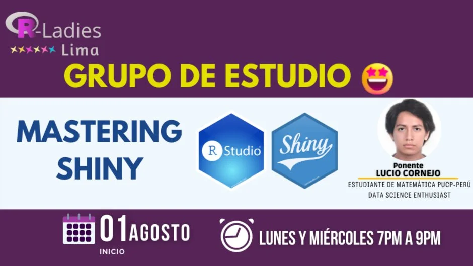 Portada de Grupo de estudio: "Mastering Shiny"