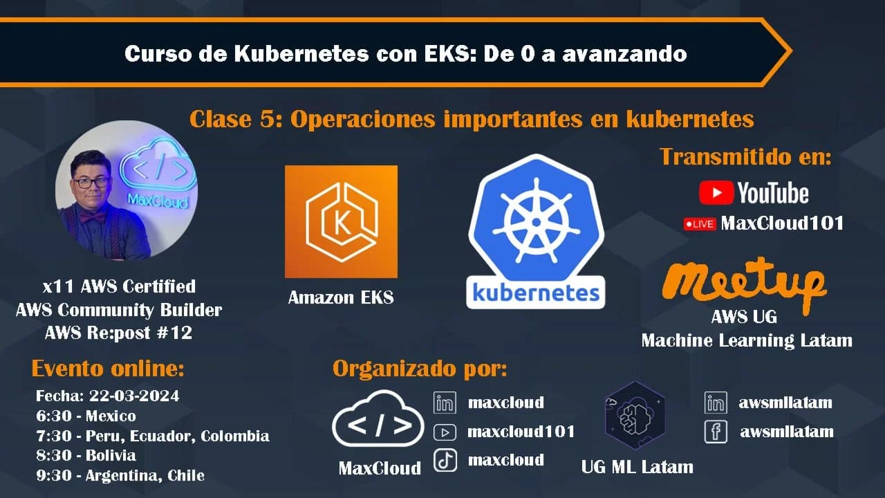Portada de Curso de Kubernetes con EKS - 5 Principales operaciones en Kubernetes