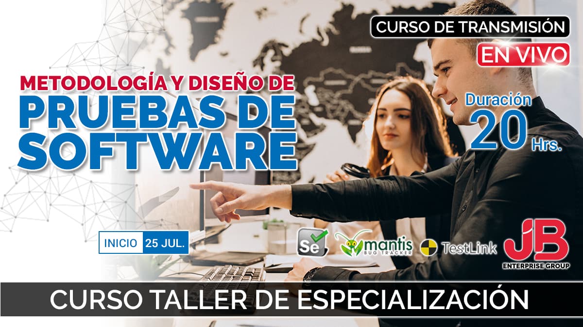 Portada de Curso de Transmisión en Vivo: “Metodología y Diseño de Pruebas de Software"