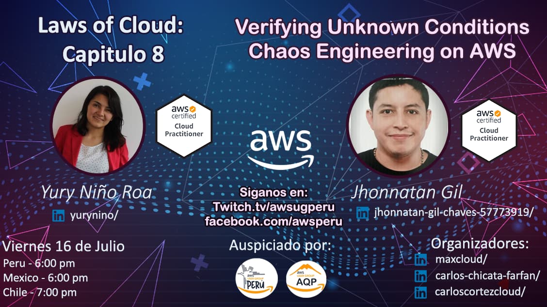 Portada de Episodio #8 Law of cloud: Verifying unknown condictions Chaos engineering on AWS