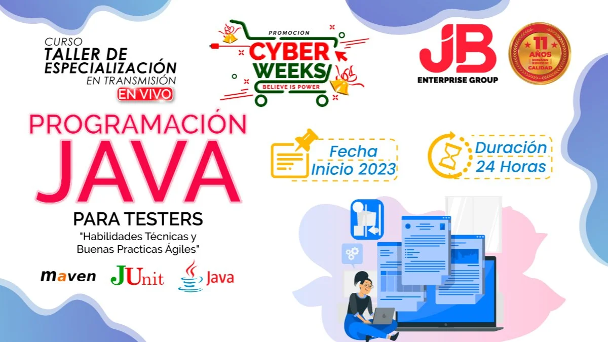 Portada de CYBER WEEKS: Programación Java para Testers e Implementación de Herr. de Automa