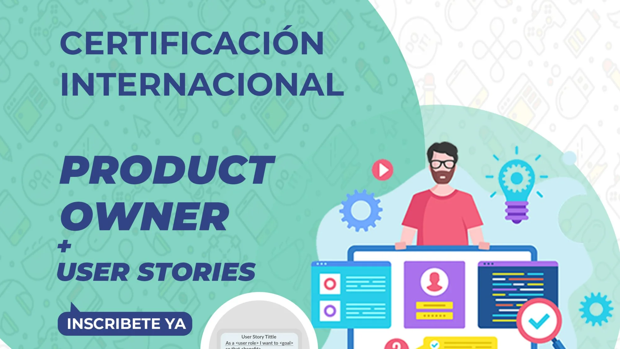 Portada de Certificación Product Owner + Certificación User Stories 11 y 12 de setiembre