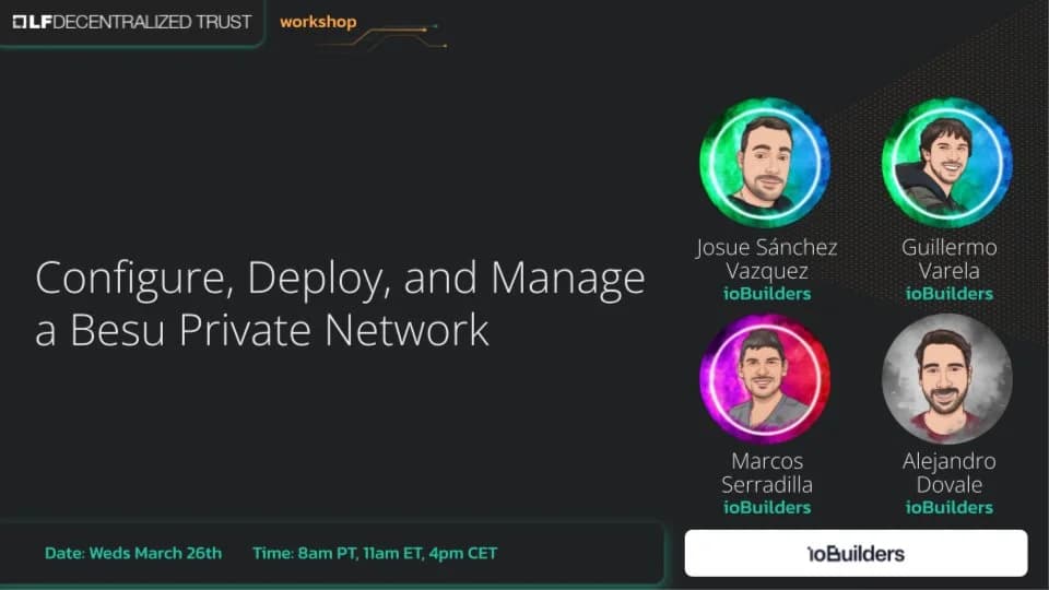 Portada de Workshop: Configure, Deploy, and Manage a Besu Private Network
