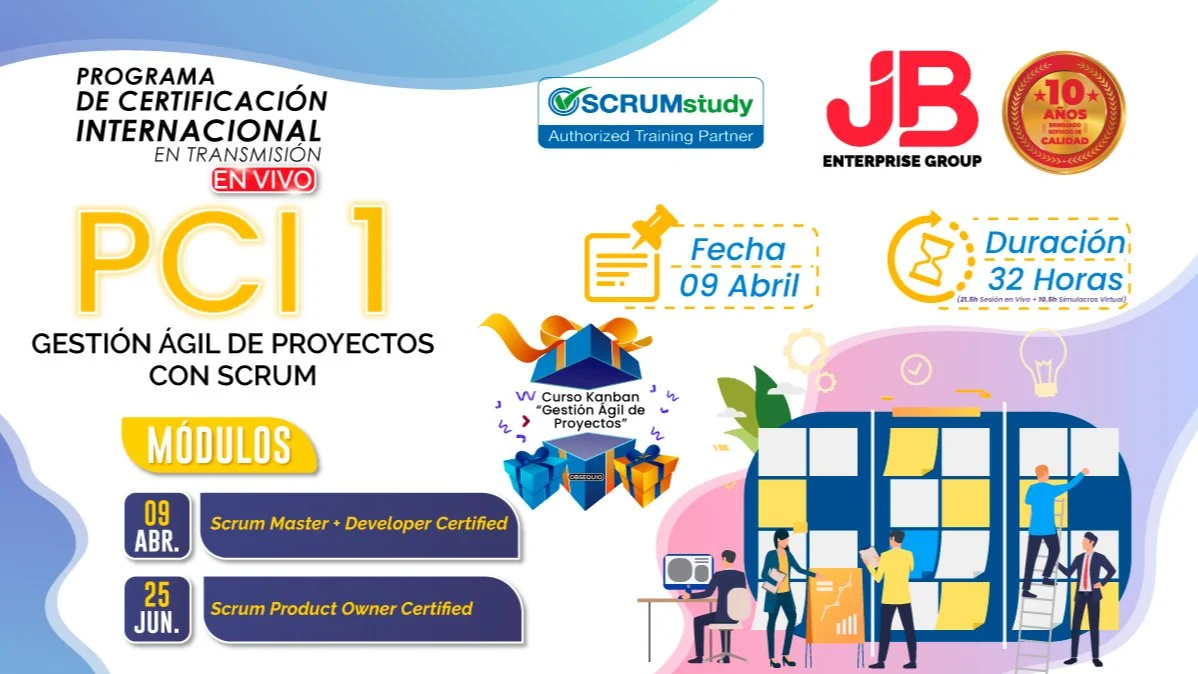 Portada de Programa de Certificación: "Gestión Ágil de Proyectos con Scrum"