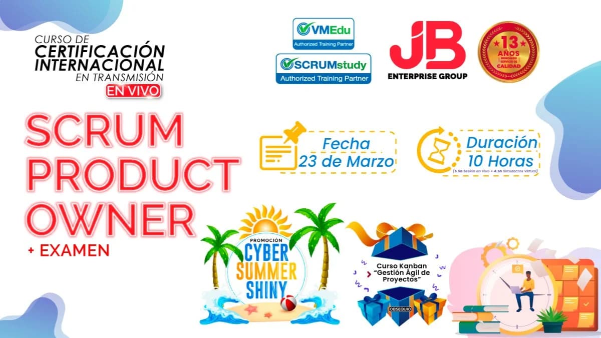 Portada de #PROMO CYBER SUMMER.SHINY: CERTIFICACION "SCRUM PRODUCT OWNER+ EXAMEN"