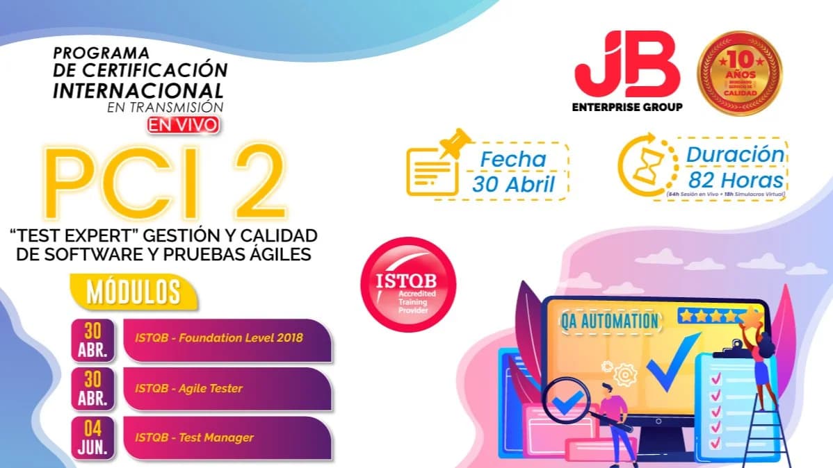 Portada de Programa de Certif.: "Test Expert"Gestión y Calidad de Software y Pruebas Ágiles