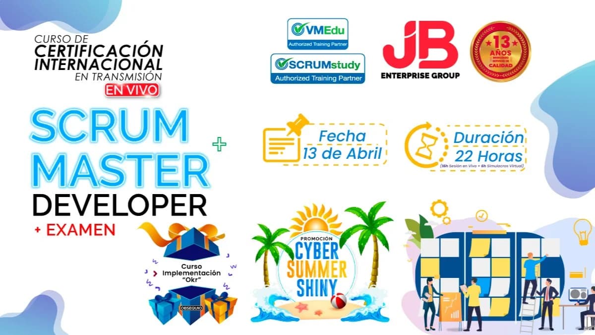 Portada de CYBER SUMMER SHINY: SCRUM MASTER Y SCRUM DEVELOPER + EXAMEN