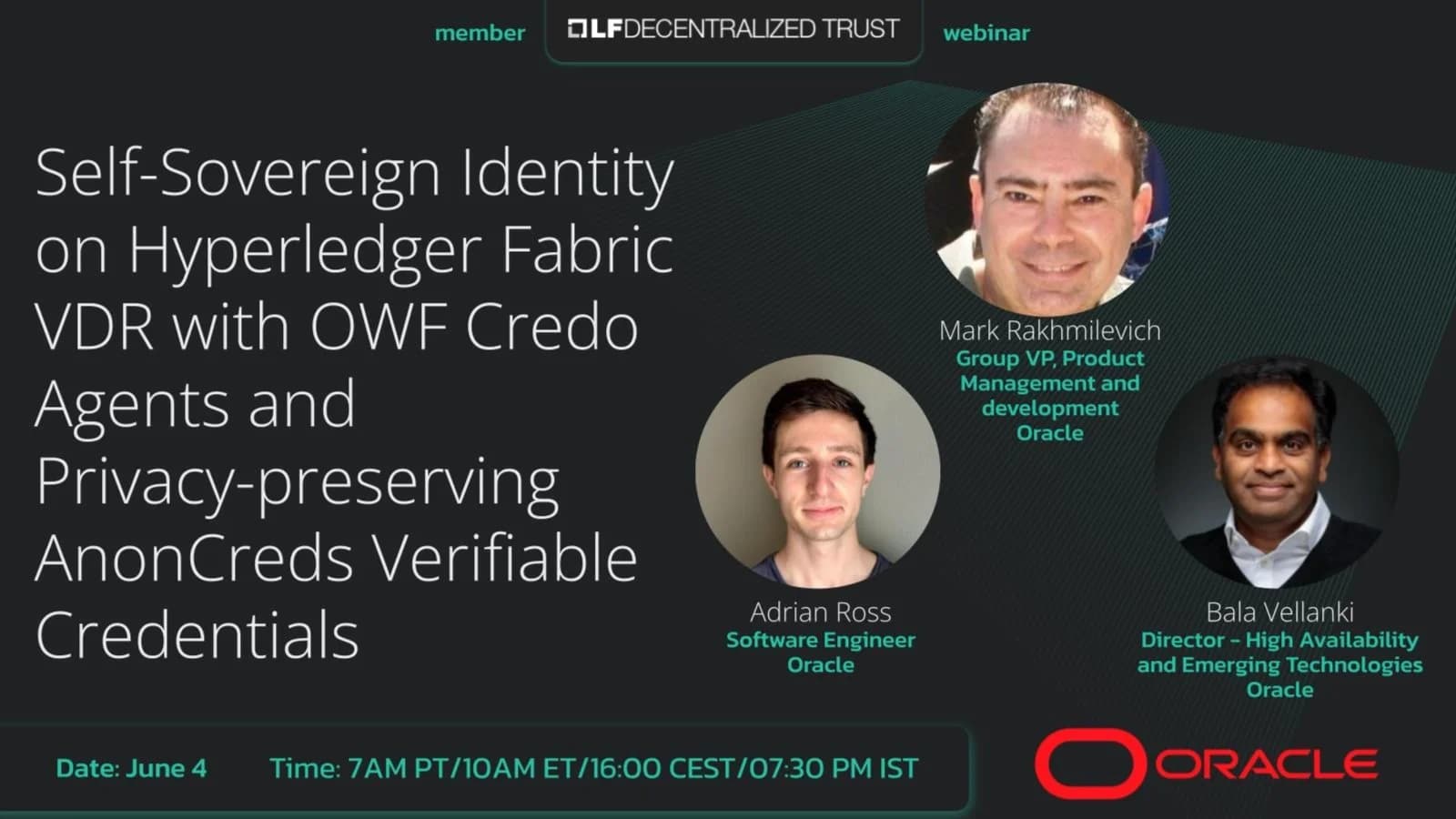 Portada de LFDT Webinar with Oracle: SSI on Fabric with OWF Credo Agents & AnonCreds VCs