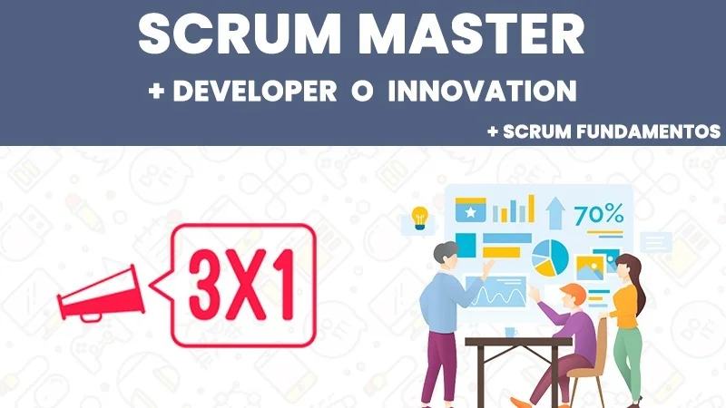 Portada de 3x1: Scrum Master + Innovation + Fundamentos