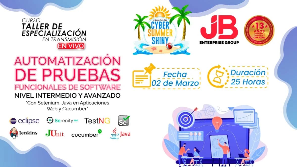 Portada de CYBER SUMMER SHINY: Automatización de Pruebas funcionales de Software