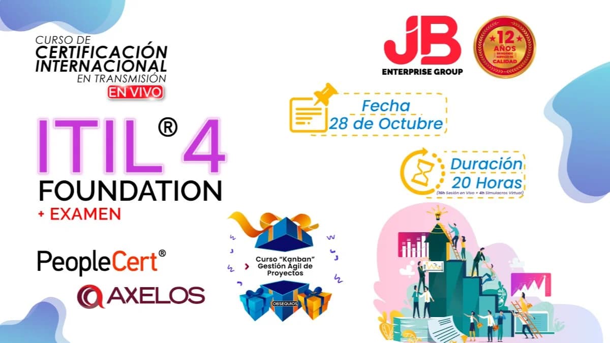 Portada de CURSO EN VIVO: ITIL4 FOUNDATION + EXAMEN
