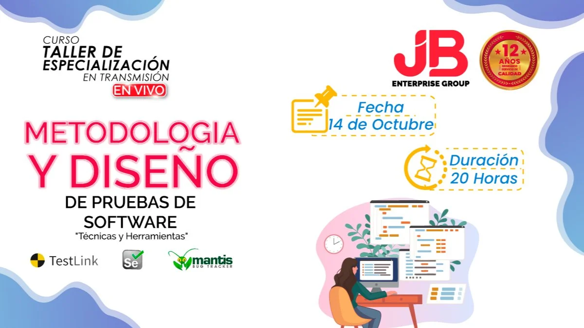 Portada de CURSO EN VIVO: METODOLOGIA Y DISEÑO DE PRUEBAS DE SOFTWARE