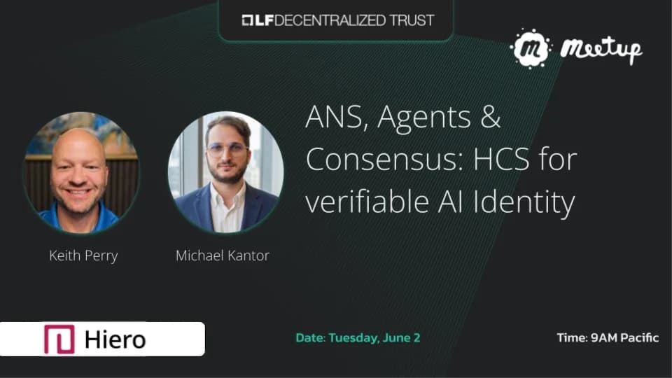 Portada de ANS, Agents & Consensus: HCS for verifiable AI Identity