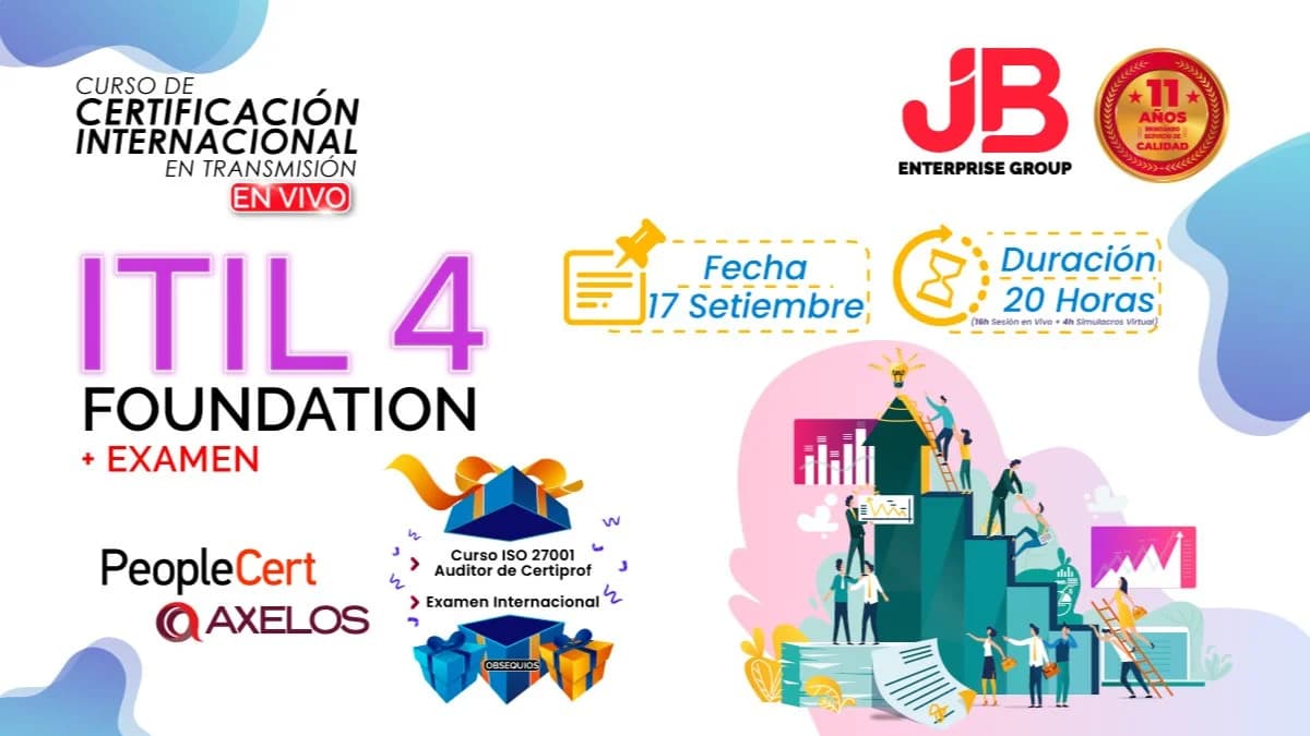 Portada de CURSO EN VIVO: ITIL4 FOUNDATION "Preparación+Examen Internacional"