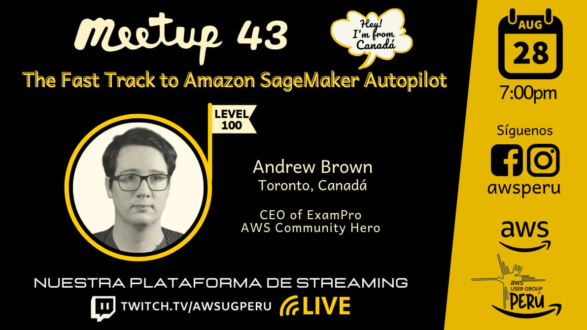 Portada de AWS Meetup #43 The Fast Track to Amazon SageMaker Autopilot