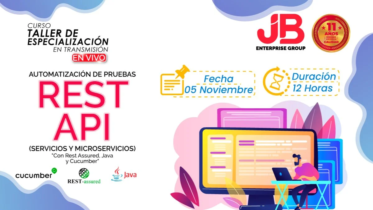 Portada de CURSO DE ESPECIAL:“Automatizacion de Pruebas Rest Api "Con Rest Assured, Java "