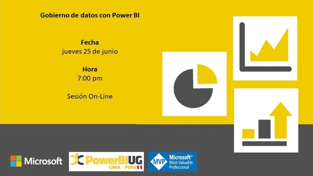 Portada de Power BI UG Lima - Webcasts Junio - Gobierno de datos con Power BI