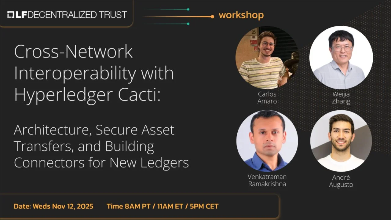 Portada de Cross-Network Interoperability with Hyperledger Cacti Workshop