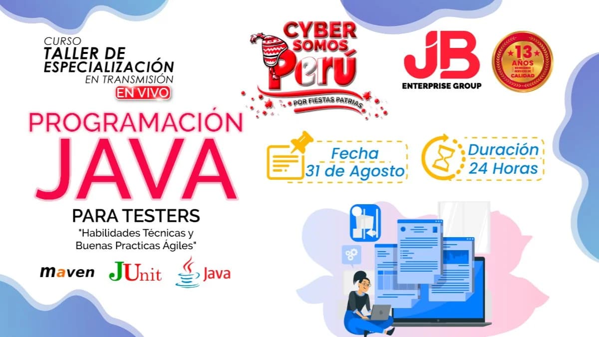 Portada de CYBER "SOMOS PERÚ": PROGRAMACIÓN JAVA PARA TESTER