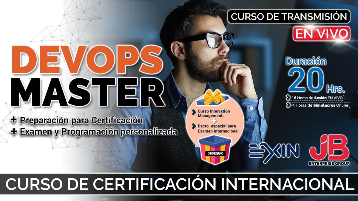 Portada de Curso de Transmisión en Vivo: Devops Master"Preparación+examen de certificación"