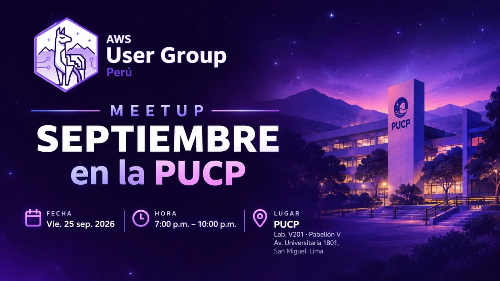 Portada de Cloud Night en la PUCP: IA, datos y comunidad