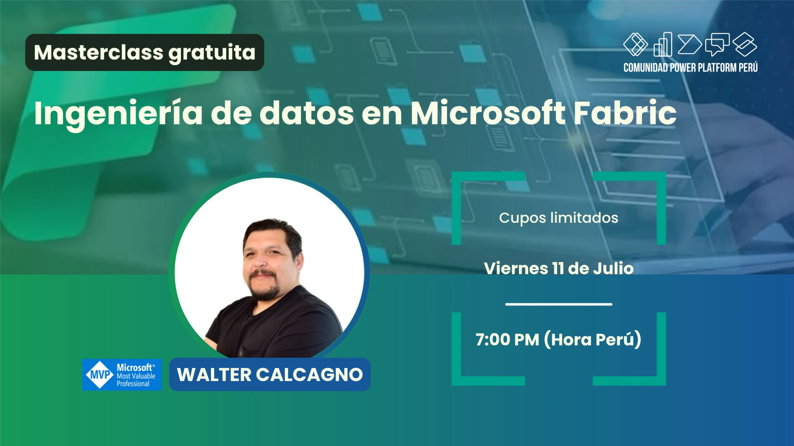 Portada de Masterclass: Ingeniería de datos en Microsoft Fabric