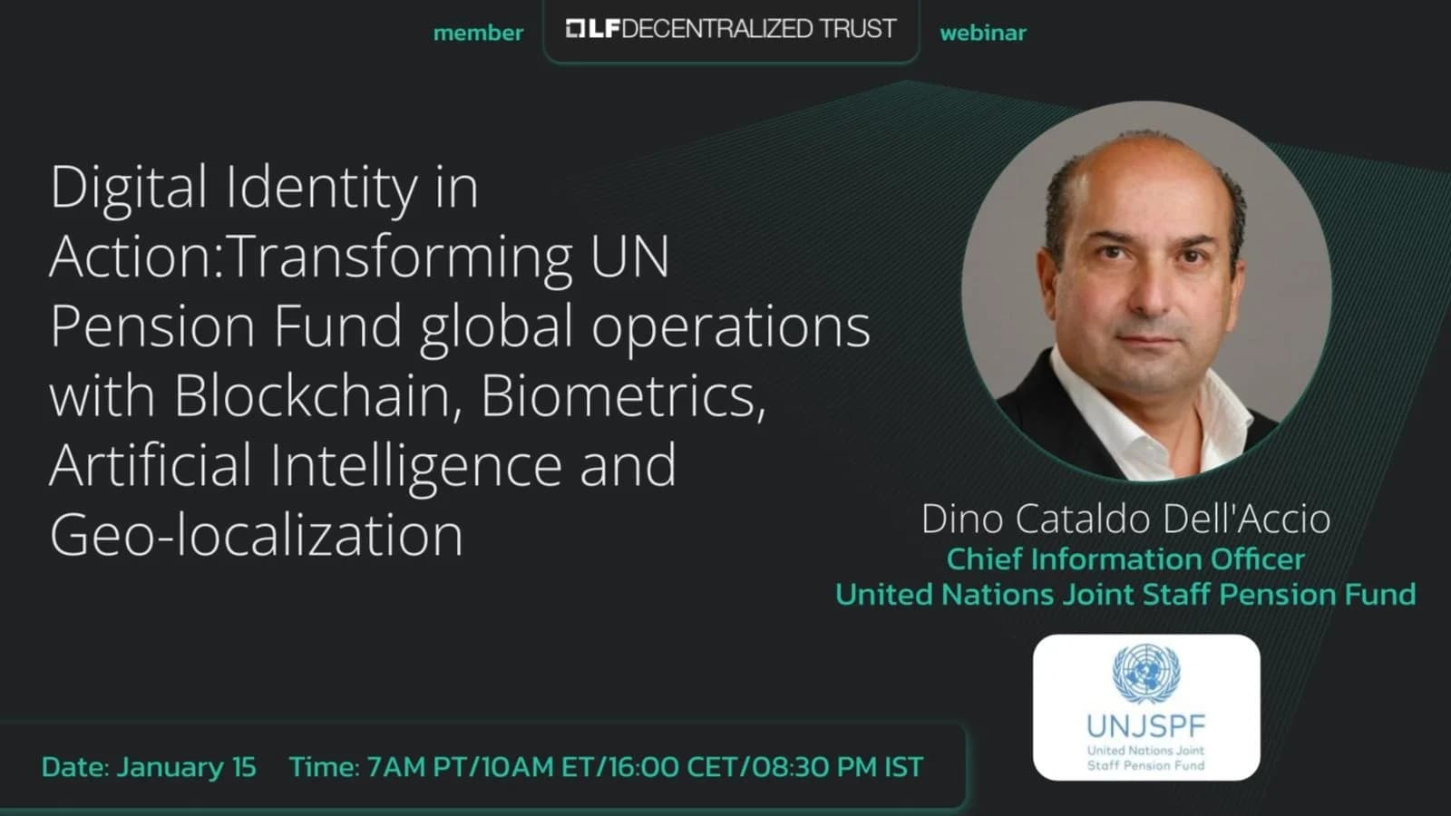 Portada de Webinar with UN Pension Fund:Digital Identity with Blockchain, Biometrics and AI