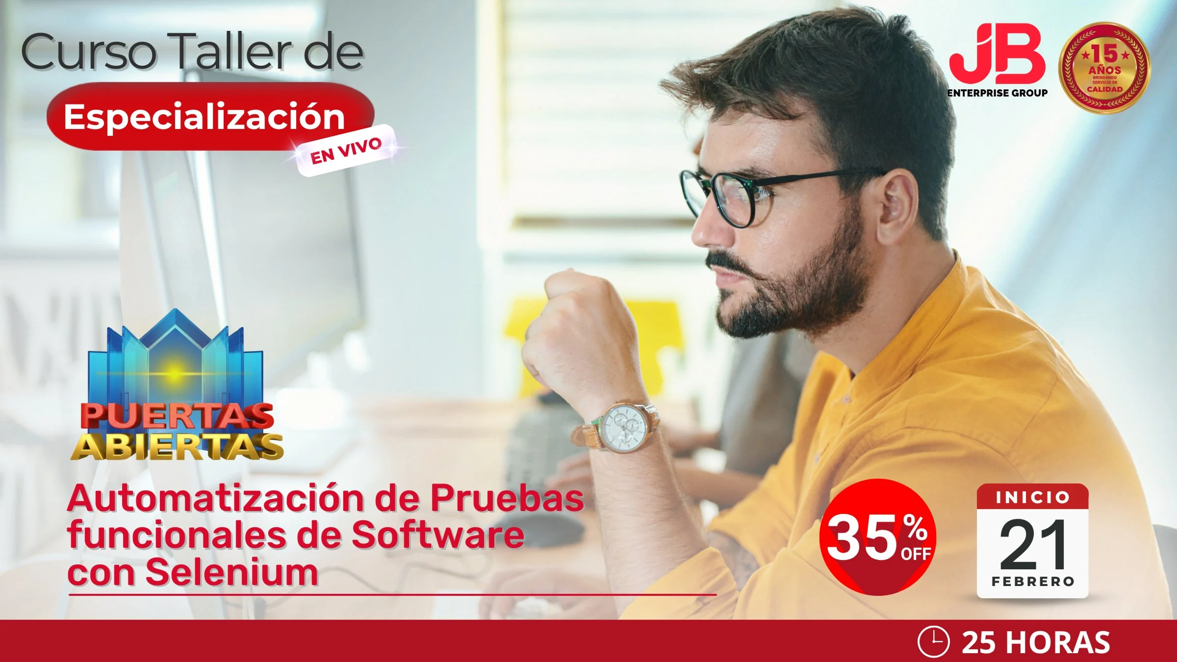 Portada de ๐๏ธ PUERTAS ABIERTAS JB ENTERPRISE GROUP ๐ชAUTOMATIZACIรN DE PRUEBAS DE SOFTWARE