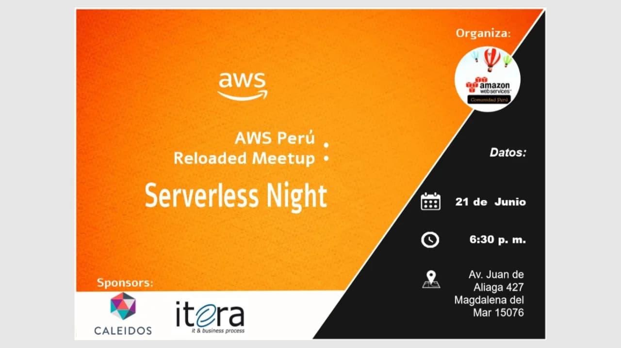 Portada de AWSPerú Reloaded MeetUP: Serverless Night!