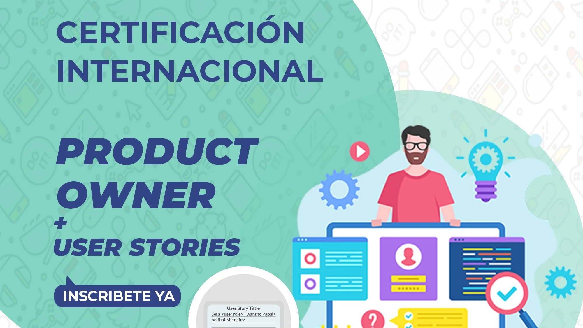 Portada de Certificación Product Owner + Certificación User Stories 27 y 28 de marzo