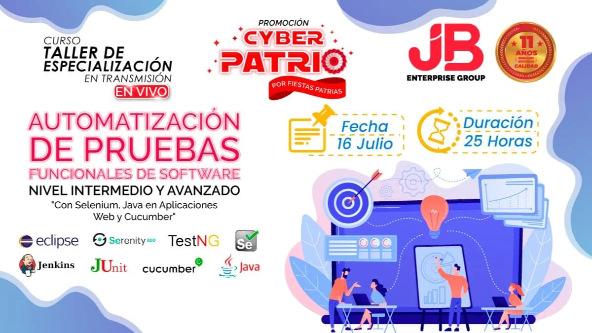 Portada de CYBER PATRIO:Automatización de Pruebas Funcionales SW "Selenium,Java,Cucumber"