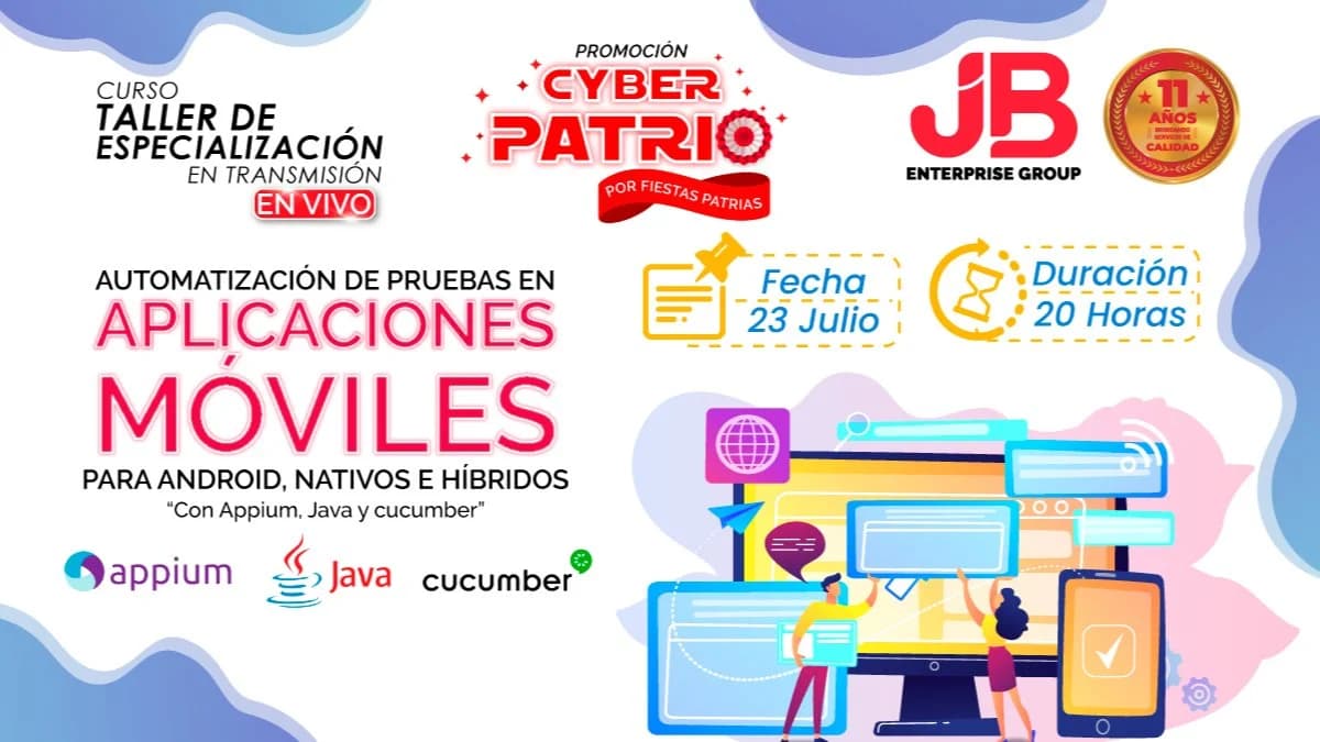Portada de CYBER PATRIO:Automatizacion de Pruebas en Aplicaciones Moviles "Appium,Cucumber"